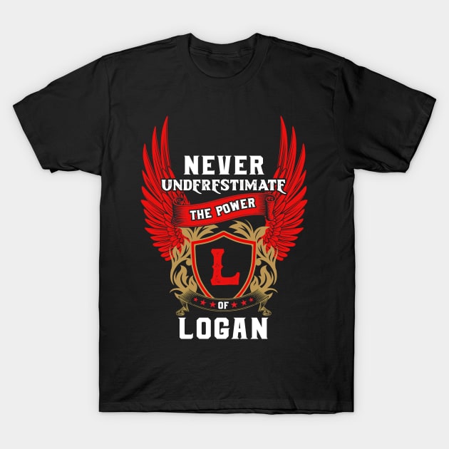 Never Underestimate The Power Logan - Logan First Name Tshirt Funny Gifts T-Shirt by dmitriytewzir